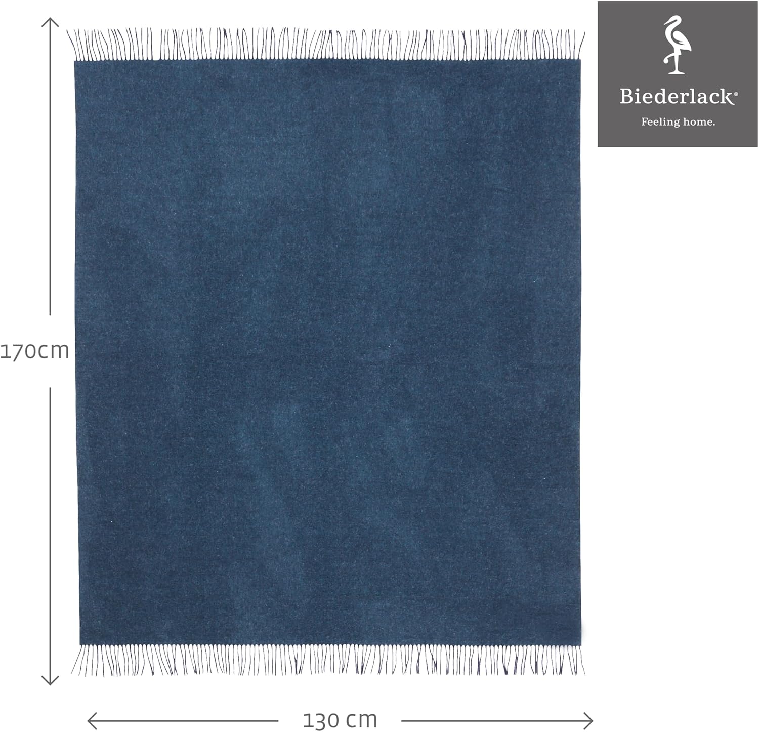 biederlack® samt weiche Kuscheldecke Wool-Mix Jeans-Marine I aus Wolle & Kaschmir I Öko-Tex Zertifiziert I Plaid in 130x170 cm | geeignet als Tagesdecke & Sofa-Decke | Wohndecke in top Qualität