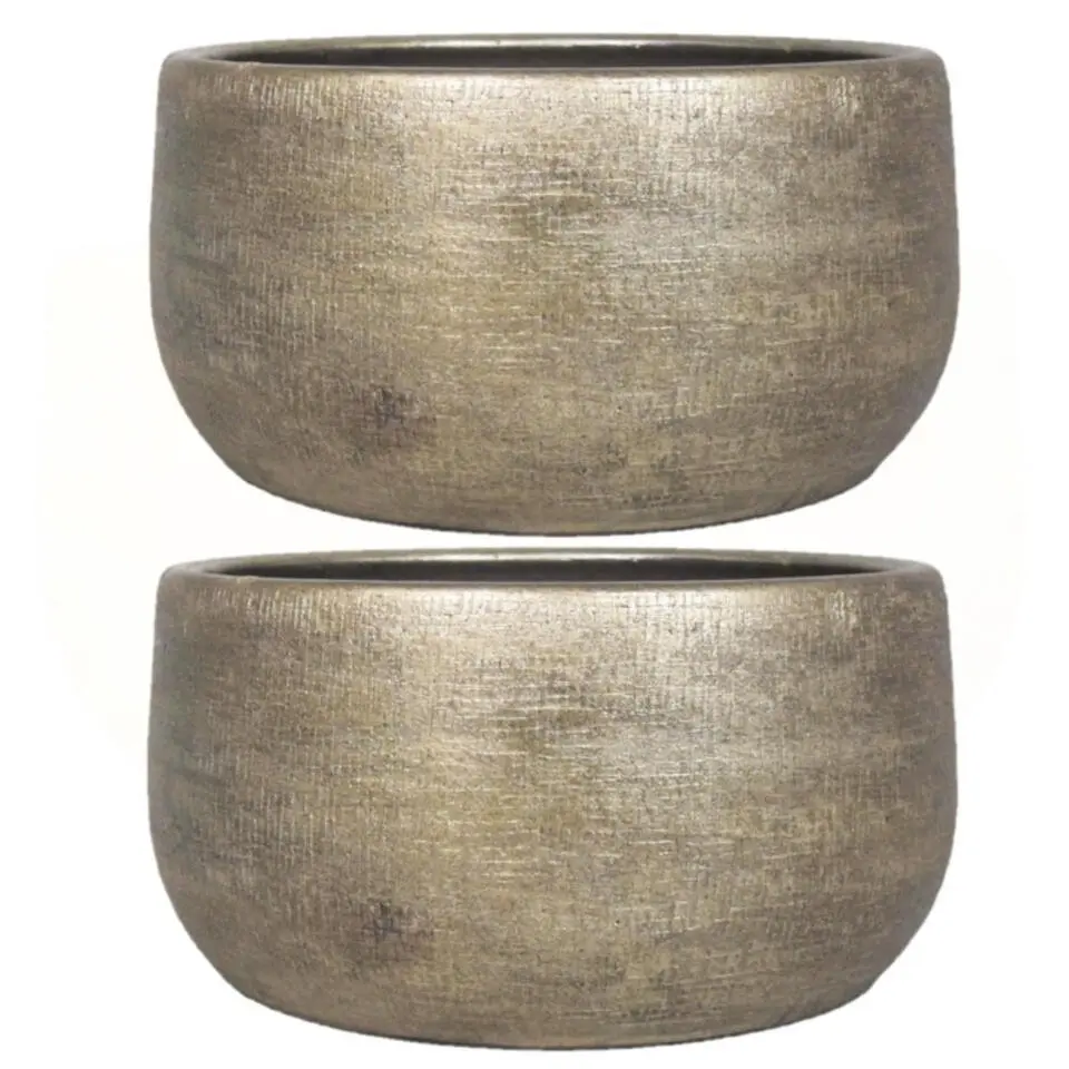 Floran Bloempot - industrieel goud - keramiek - binnen - 34 x 15 cm