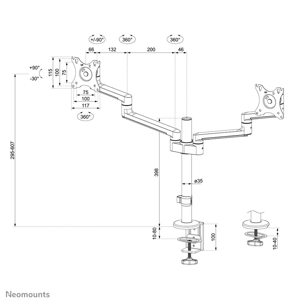 Neomounts DS60-425WH2 bureausteun voor flatscreens
