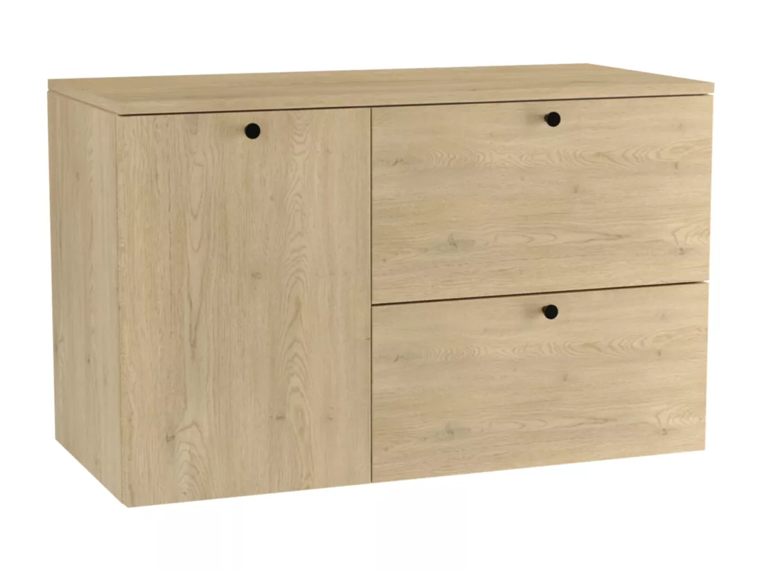 Meuble lavabo WENA, fronts lisses, avec panier à linge, Beti, 100x60x47 cm, Chêne de Crémone