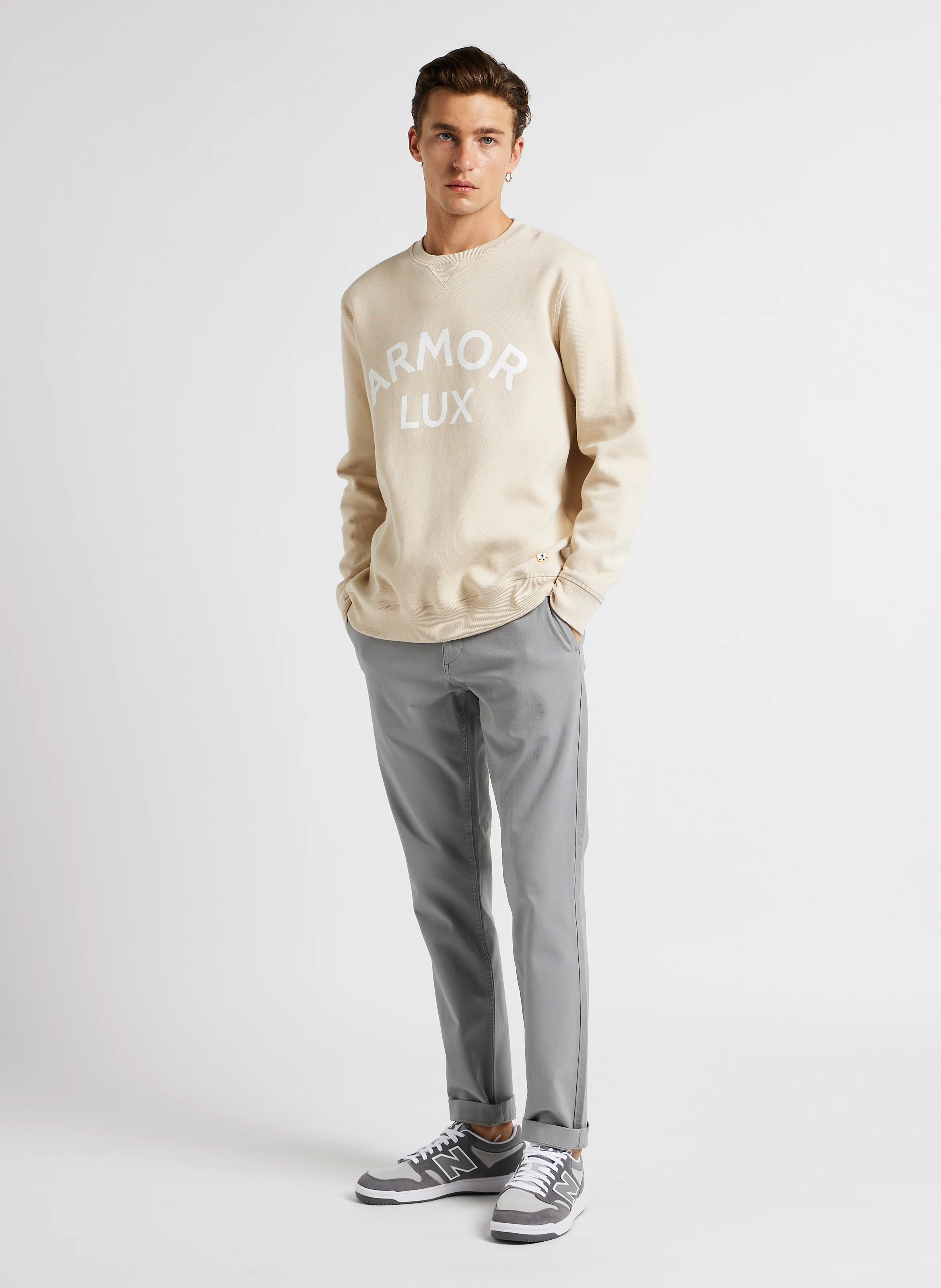 Pantalon skinny en coton mélangé | Gris