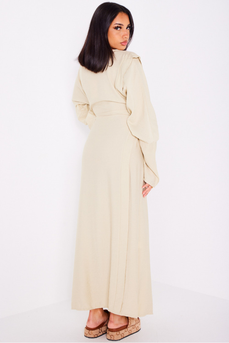 Robe beige à empiècement noué sur les côtés