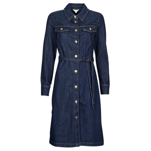 Tommy Hilfiger - DNM LS DRESS BELT KNEE VIC - Marine