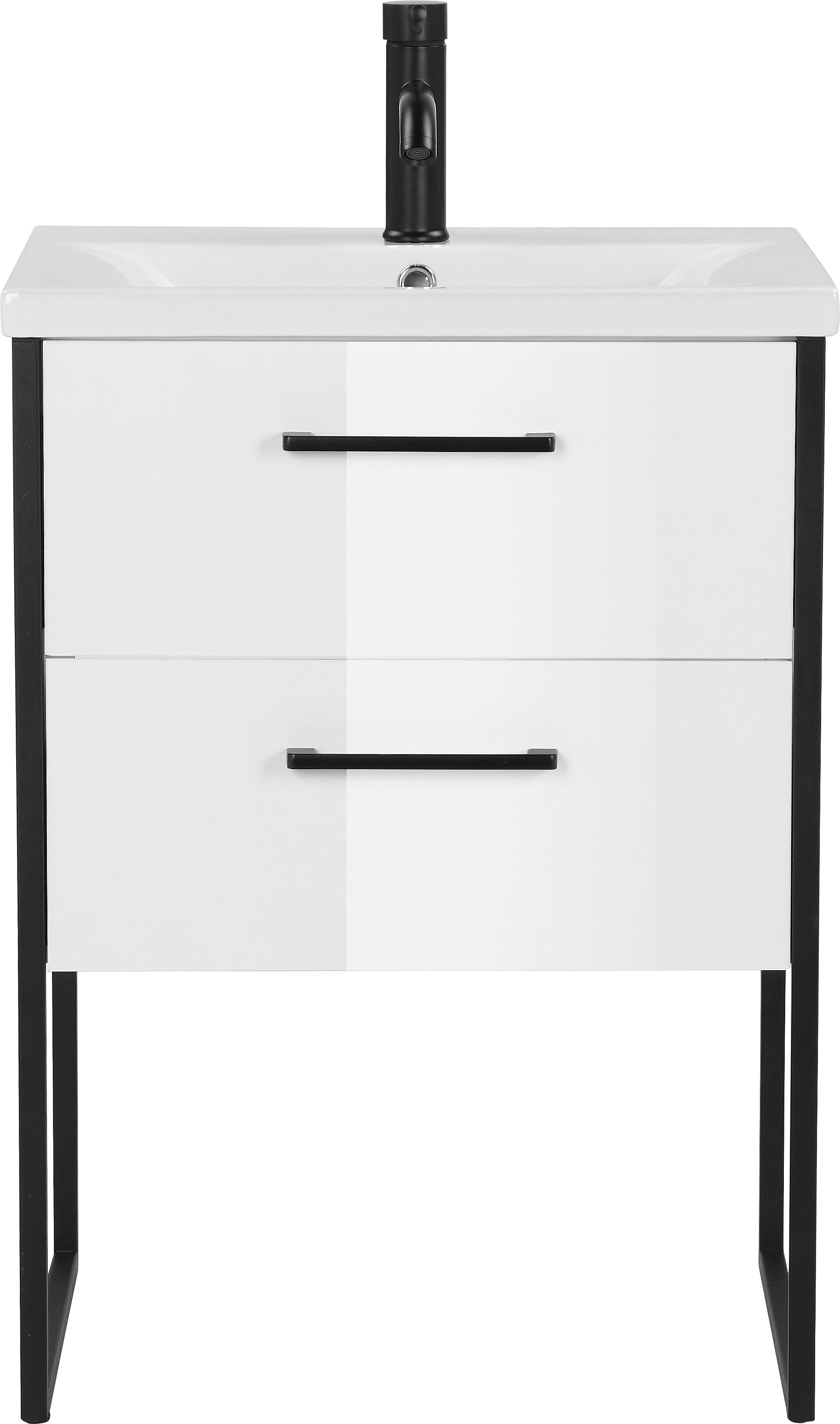 welltime Waschtisch »Paris« Breite 60cm , Badmöbel Loft Design , Metall , inkl. Waschbecken