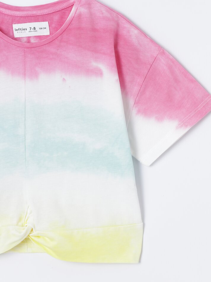 Camiseta tie-dye com nó - Rosa