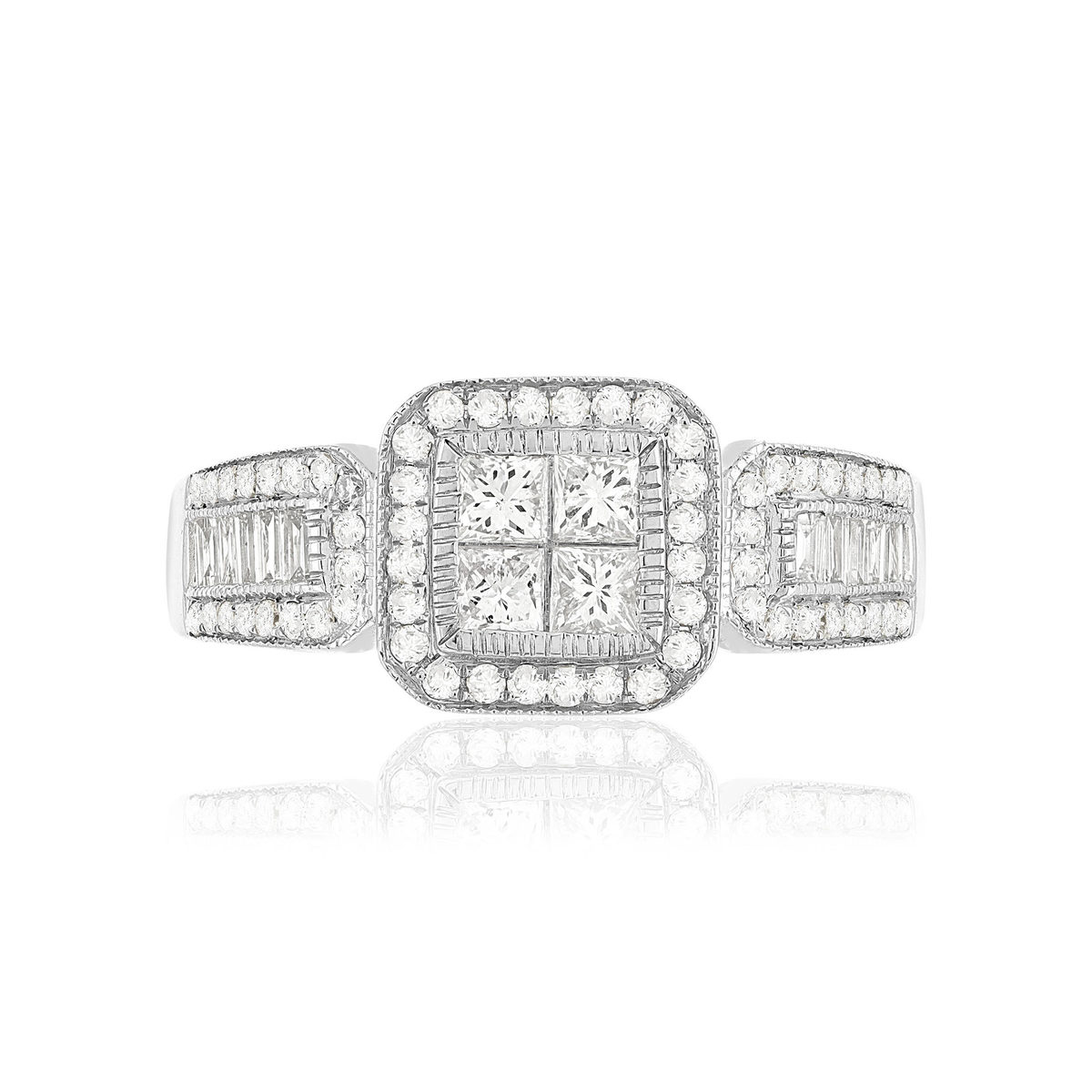 Bague or 750 blanc diamant