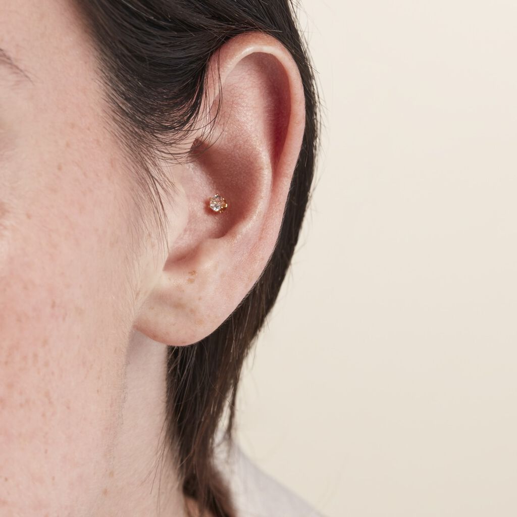 Piercing D'oreilles Unitaire Acier Doré Piia Oxyde De Zirconium