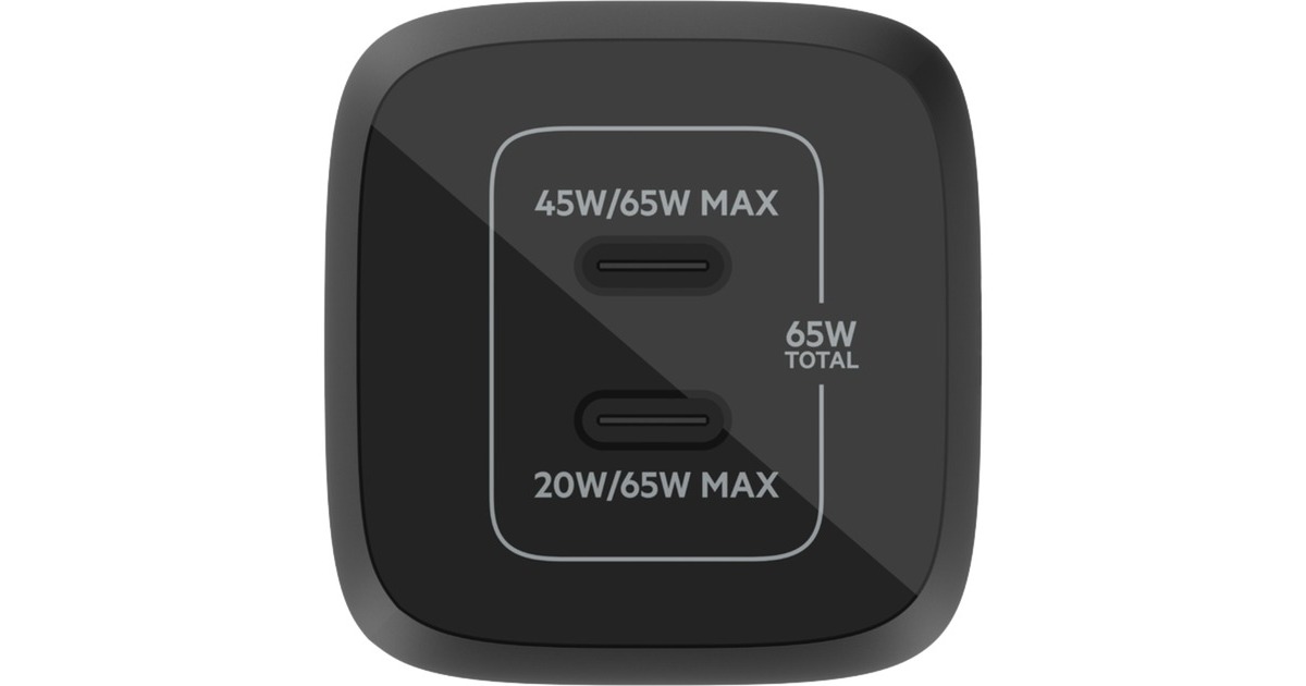 BelkinBoostCharge Pro 2-poorts USB-C GaN-wandlader met PPS (65 W)  (Zwart)