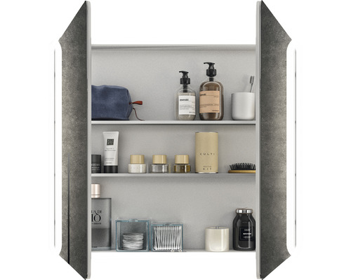 Focco Mia spiegelkast, 80 x 70 x 11,5 cm, matgrijs, LED, IP44