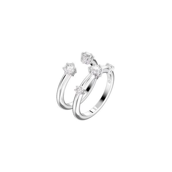 Swarovski Anel Constella Conjunto de 2 Lapidação Redonda Branco Lacado a Ródio 52
