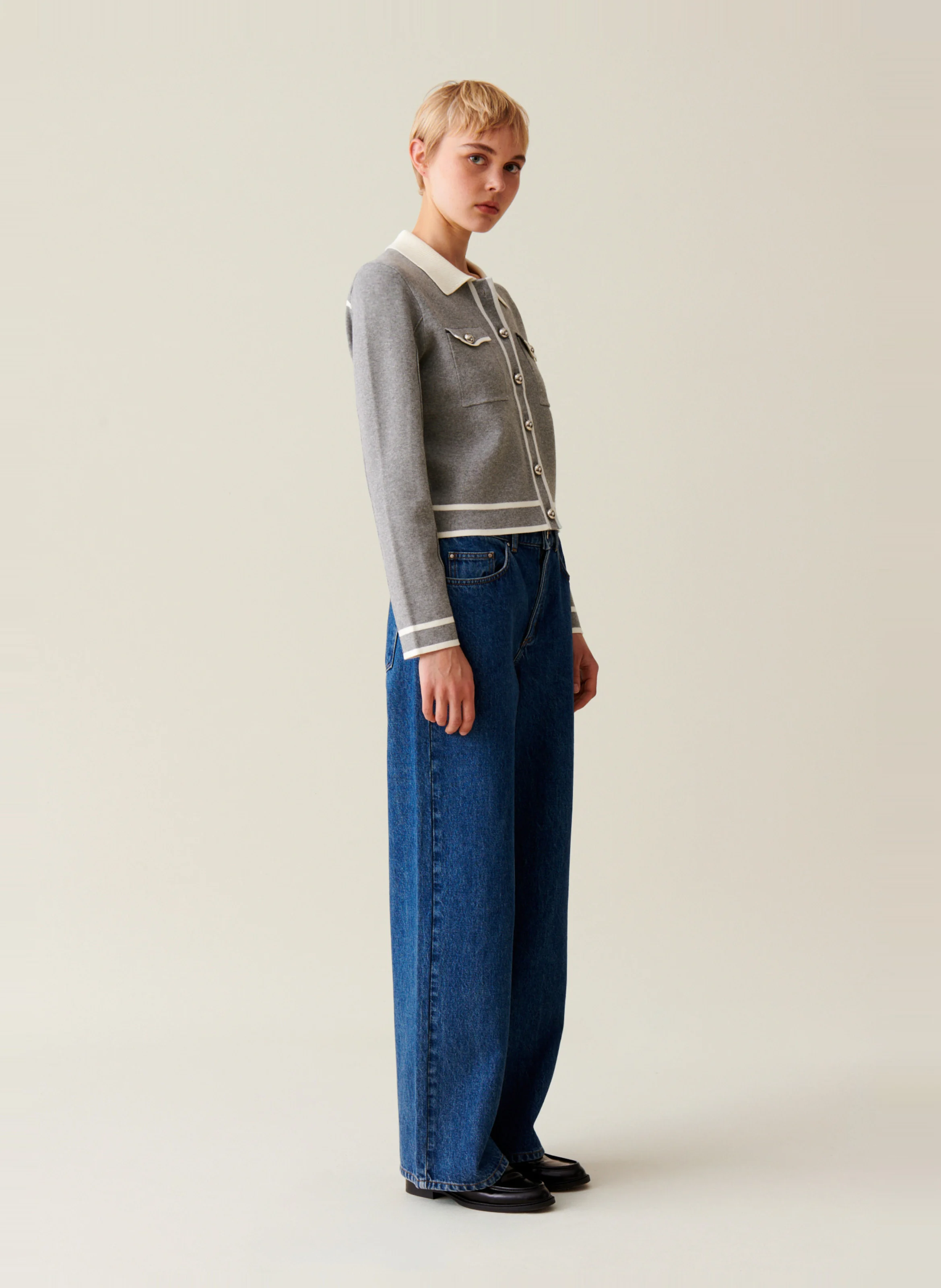 Cardigan droit à col classique | Multicolore