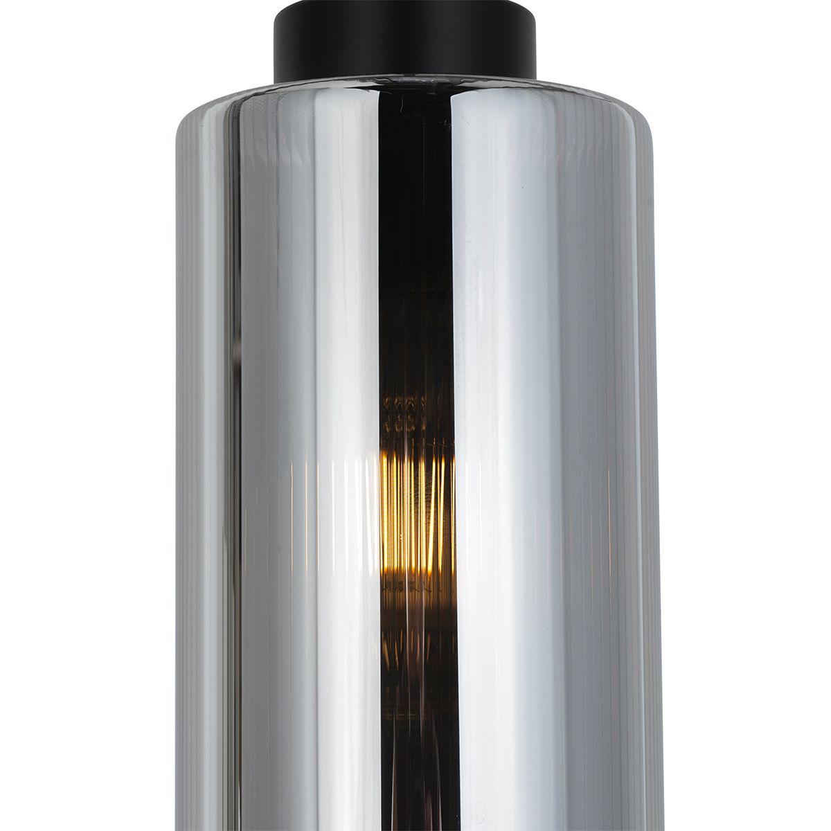 Art Deco hanglamp zwart met smoke glas 4-lichts - Laura