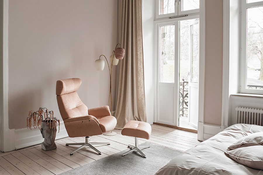 Air lenestol Tekstil Evita 1373-14 Salmon, standard svingfot alu. Skrog helkledd