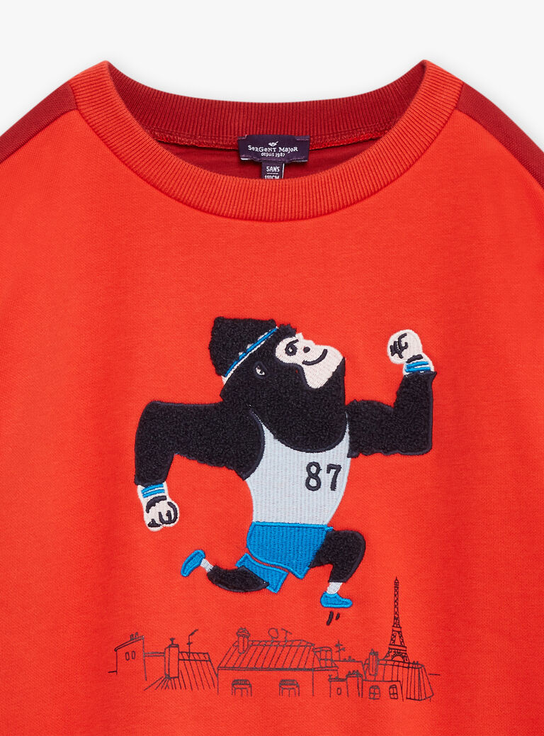 Sweat rouge vermillon molletonné