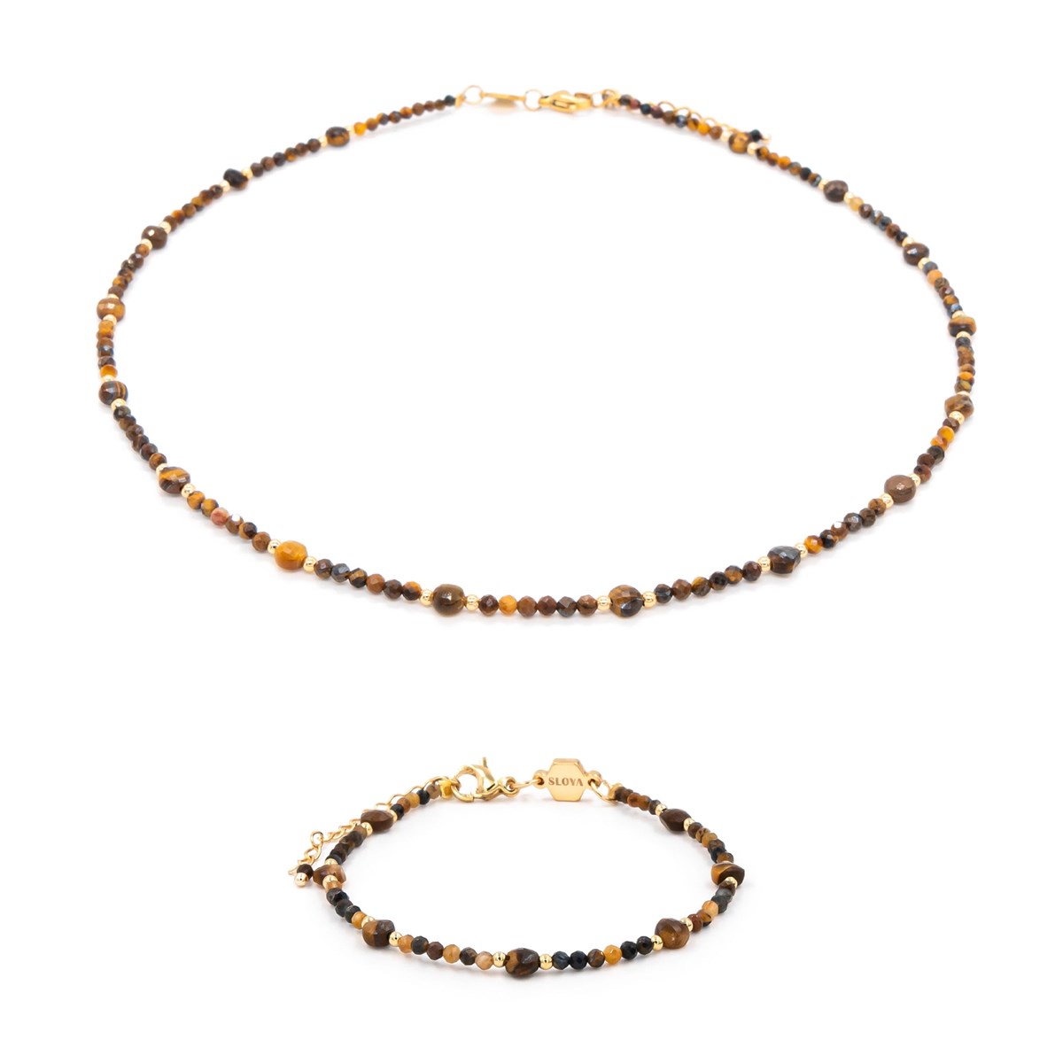 Collier et bracelet Paloma pierres Oeil de Tigre