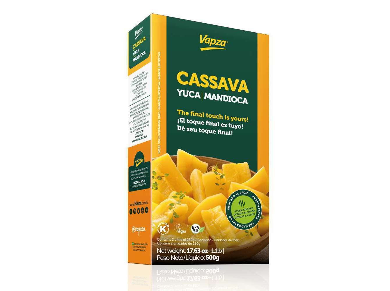 MANDIOCA VAPZA COZIDA AO VAPOR SEM GLÚTEN 500G