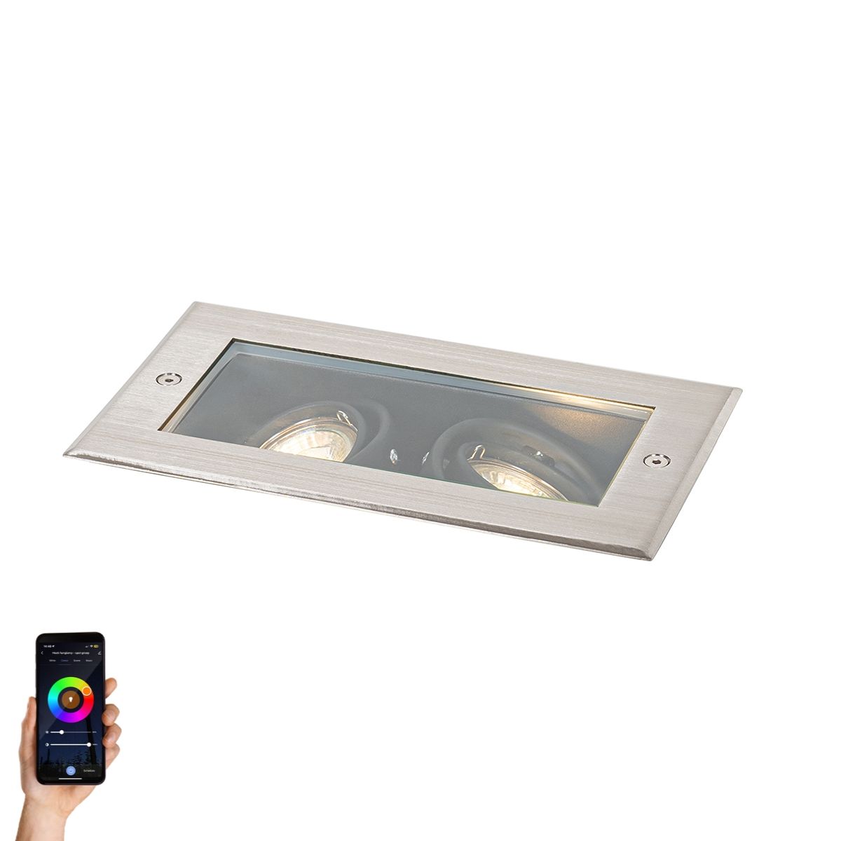 Smart grondspot staal 2-lichts verstelbaar IP65 incl. 2 GU10 50mm - Oneon