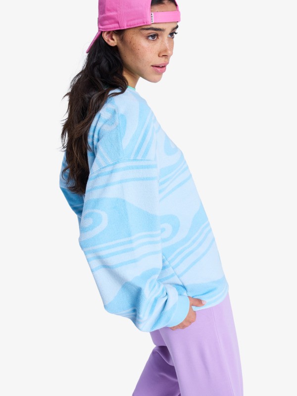 Make It Sunny Sweat oversize en éponge Bleu Femme