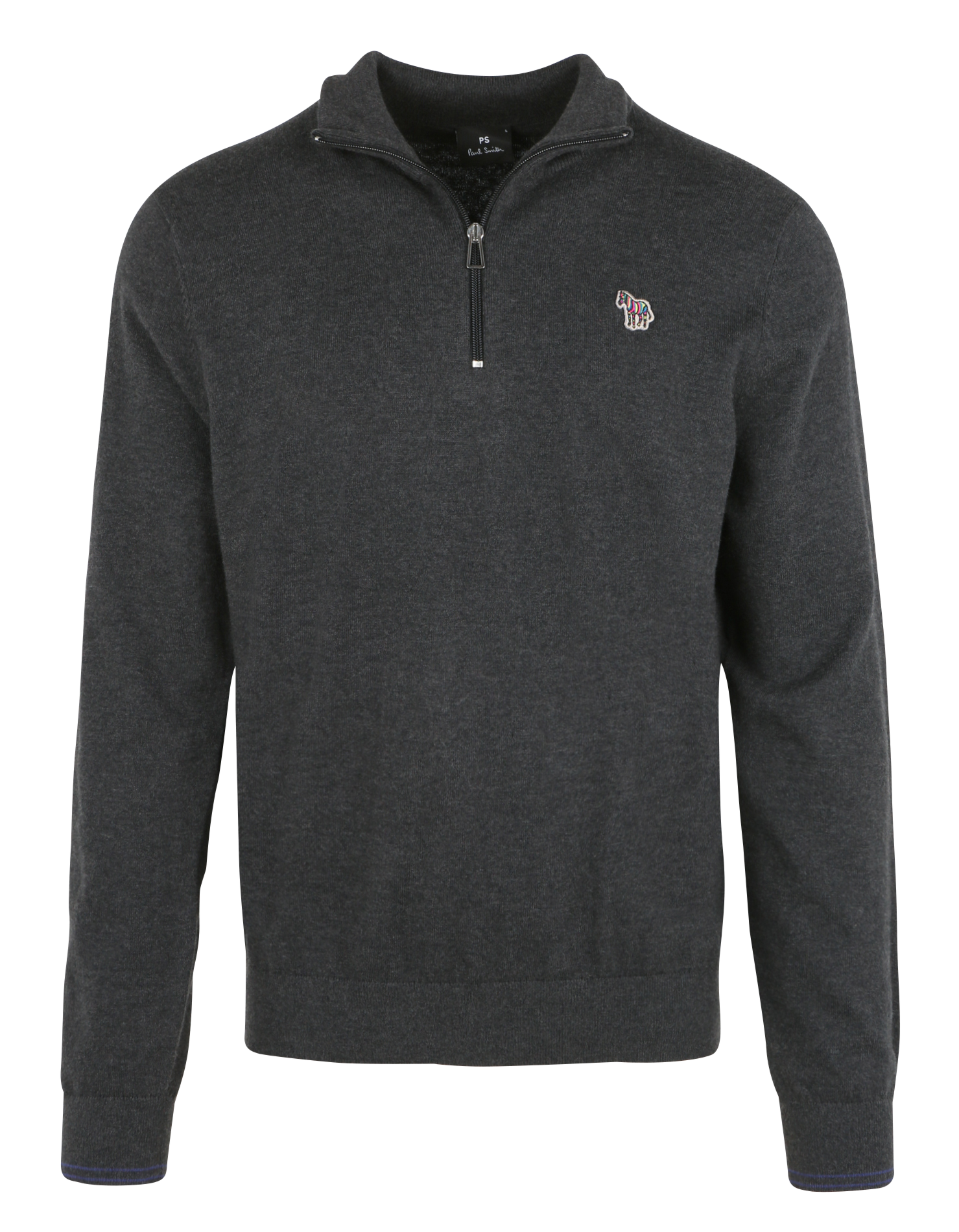 Pull col montant zippé en coton mélangé| Noir