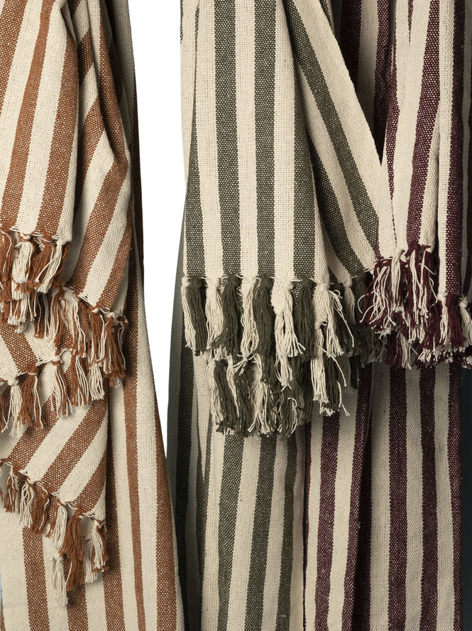 AU Maison Plaid, Stribet-Maroon/Natur, 130x180 cm