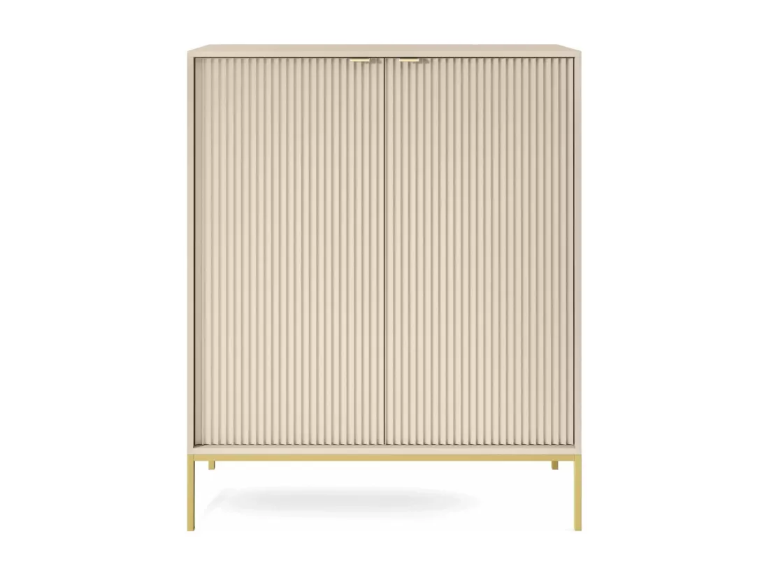 Buffet haut - 104 cm - beige avec pieds dorés - VELLORE