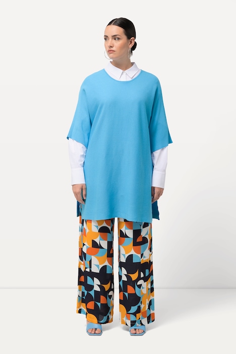 Pullover, offene Seiten, Oversized, Rundhals, 3/4-Arm