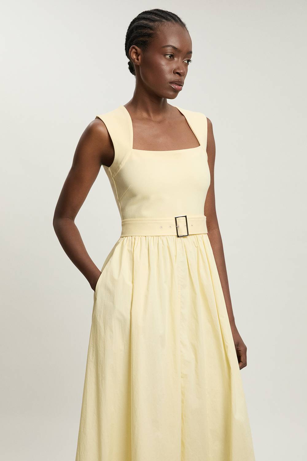 KarenMillen Robe maxi en mélange de coton jersey à encolure dégagée