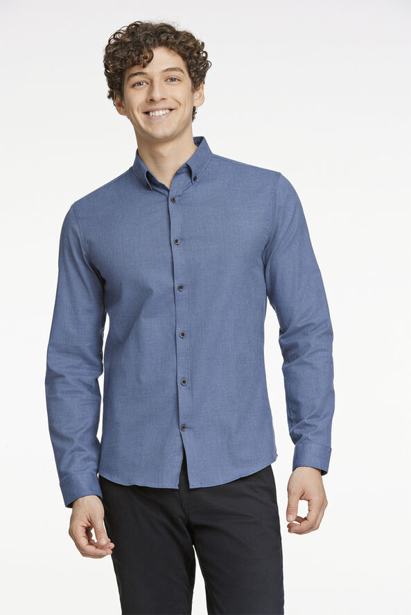 Lindbergh Mouliné stretch shirt L/S Dust blue