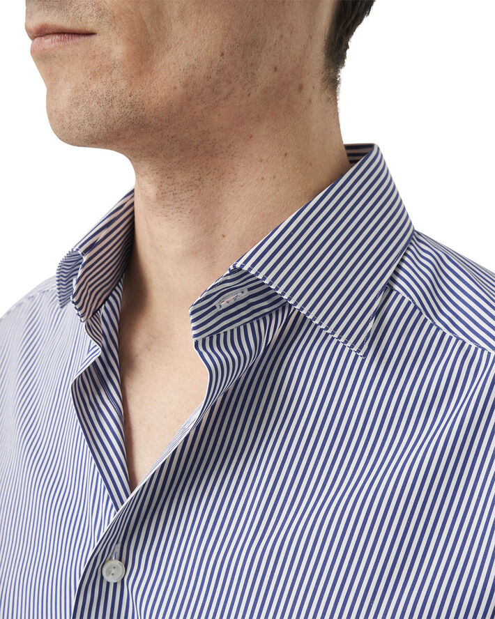 ETON Contemporary Fit Dark Blue Bengal Striped Elevated Poplin Shirt Mørkeblå