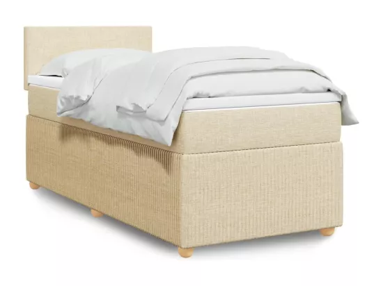 Sommier à lattes de lit et matelas Crème 90x190 cm Tissu