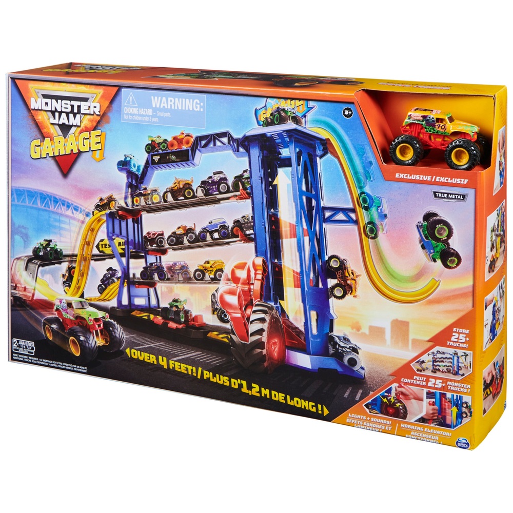 Monster Jam Garagen-Spielset mit 1:64 Grave Digger
