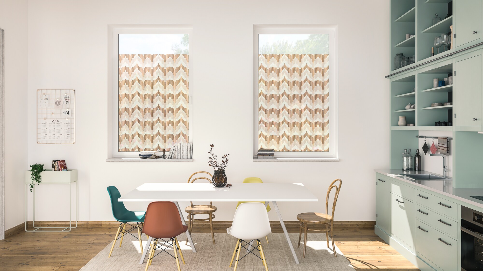 Lichtblick Fensterfolie selbstklebend, Sichtschutz, Boho Zig Zag - Gelb