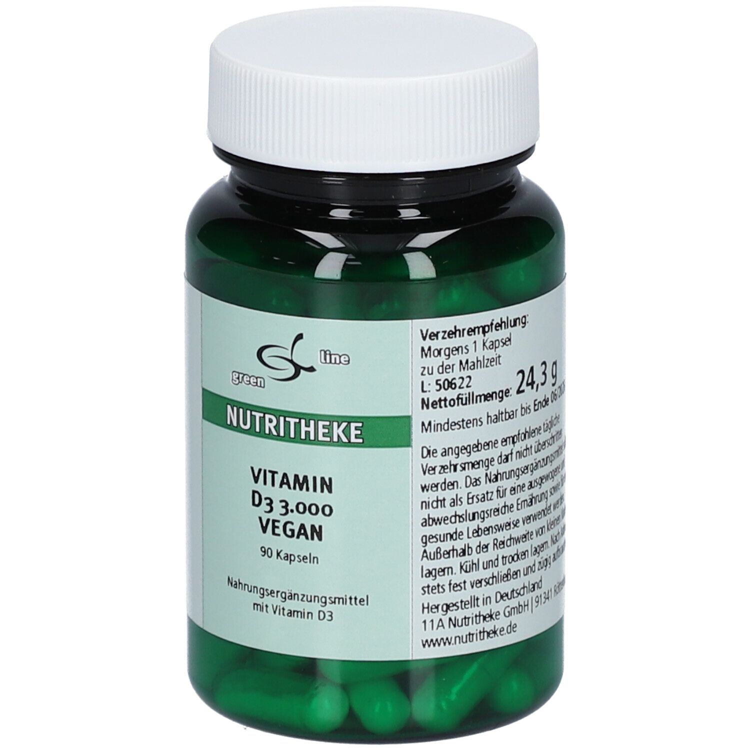 green line NUTRITHEKE Vitamin D3 3000 vegan