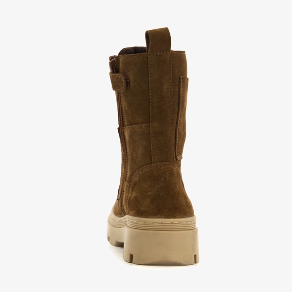 Groot suède meisjes veterboots bruin/beige