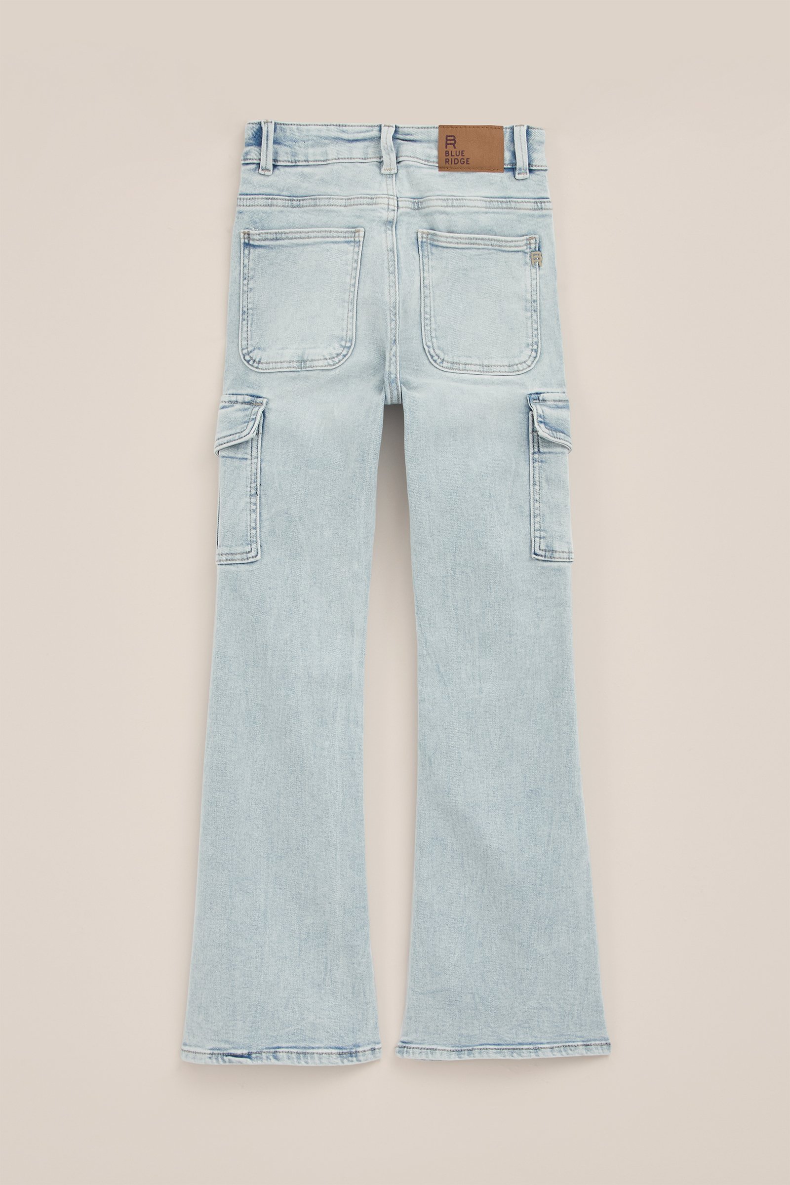 Meisjes flared jeans met cargozakken Blue Ridge Lichtblauw