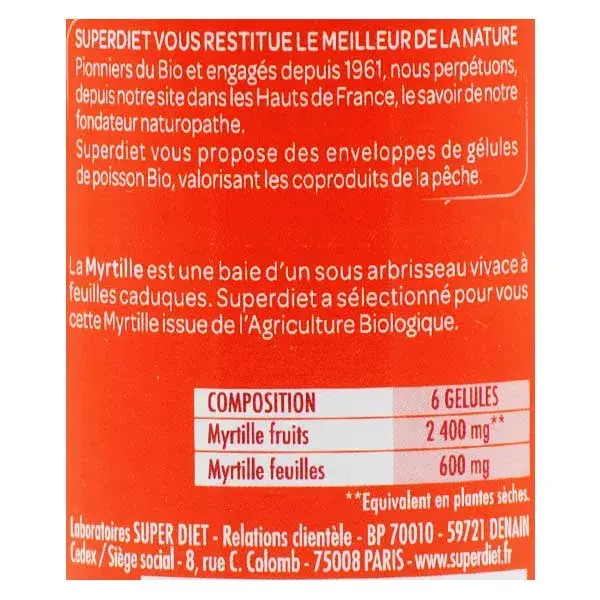 Superdiet Orgânico Mirtilo 90 cápsulas