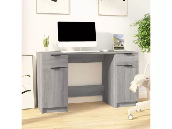 Bureau avec armoire latérale Sonoma gris Bois d'ingénierie