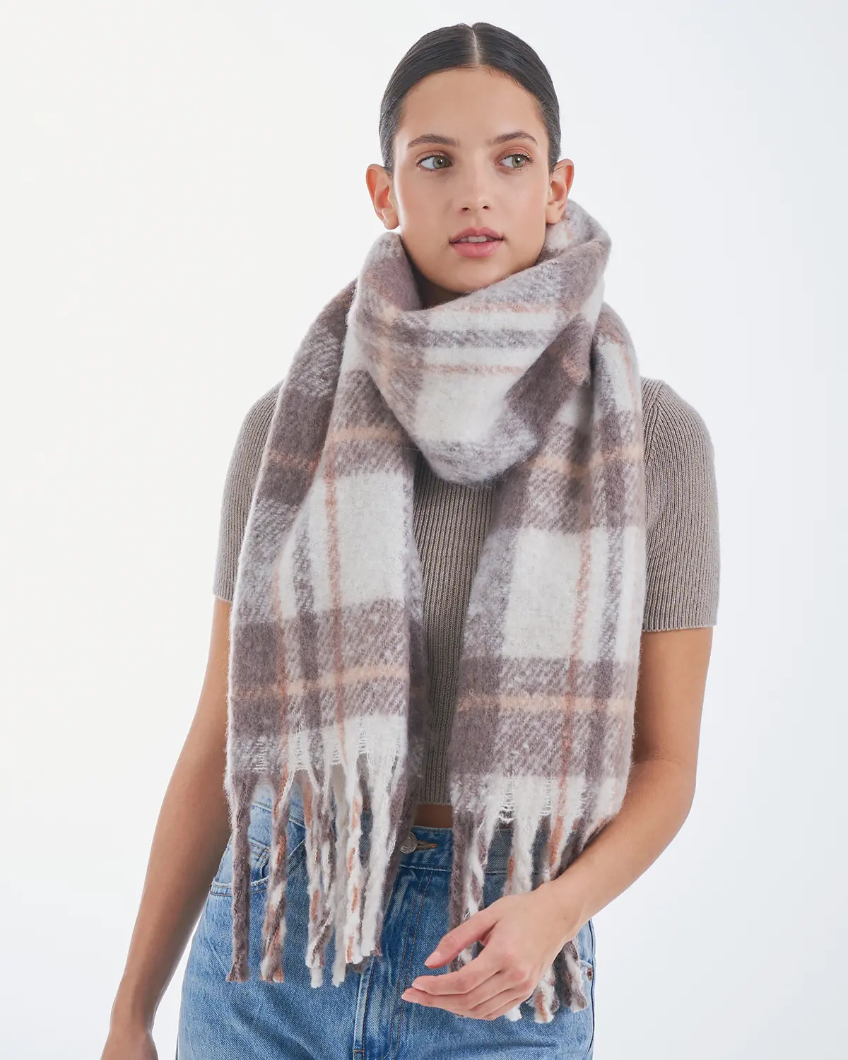 Schal - Checkered Beige