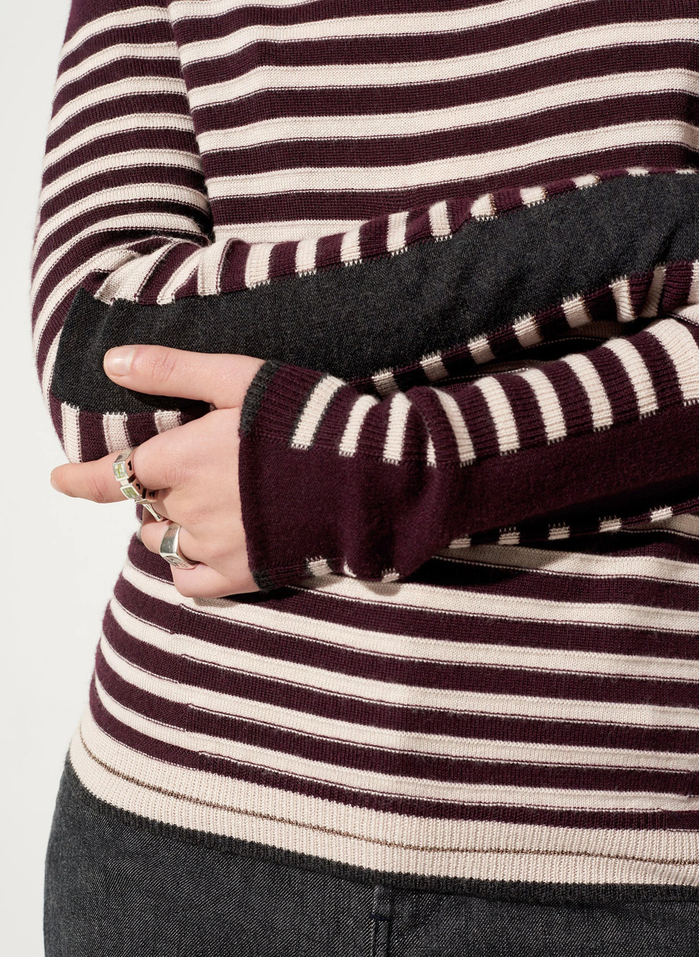 Pull marinière en laine mérinos | Violet