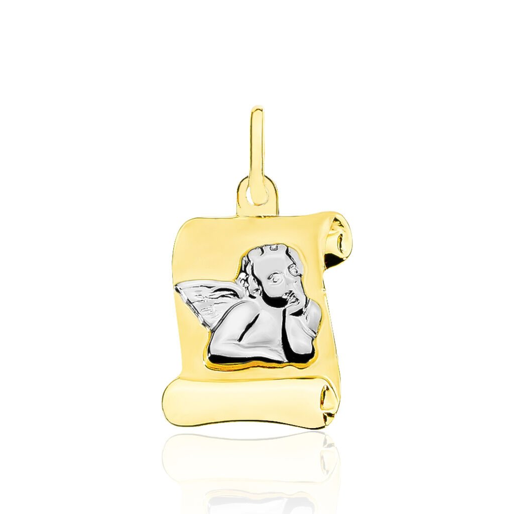 Pendentif Ange Parchemin Or Bicolore