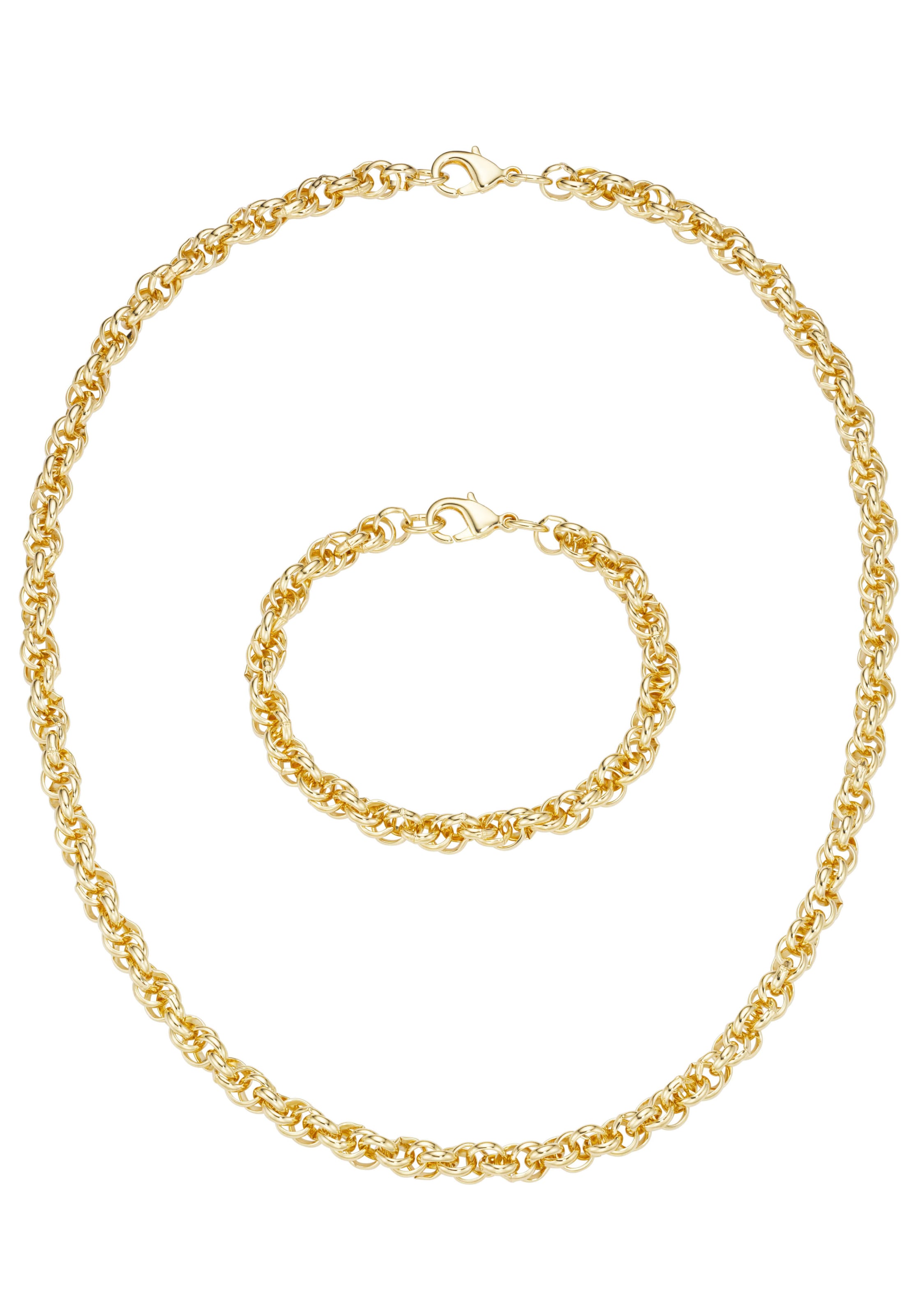 Firetti Schmuckset »Multipack Schmuck Geschenk Halskette Armkette« (Set, 2 tlg.)  Dreifache Erbskettengliederung, ca. 6,8 mm breit