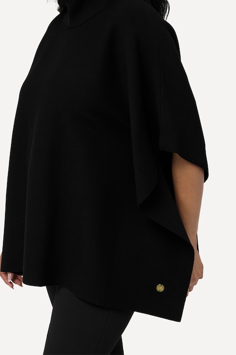 Poncho-Pullover, Oversized, Rollkragen, ärmellos