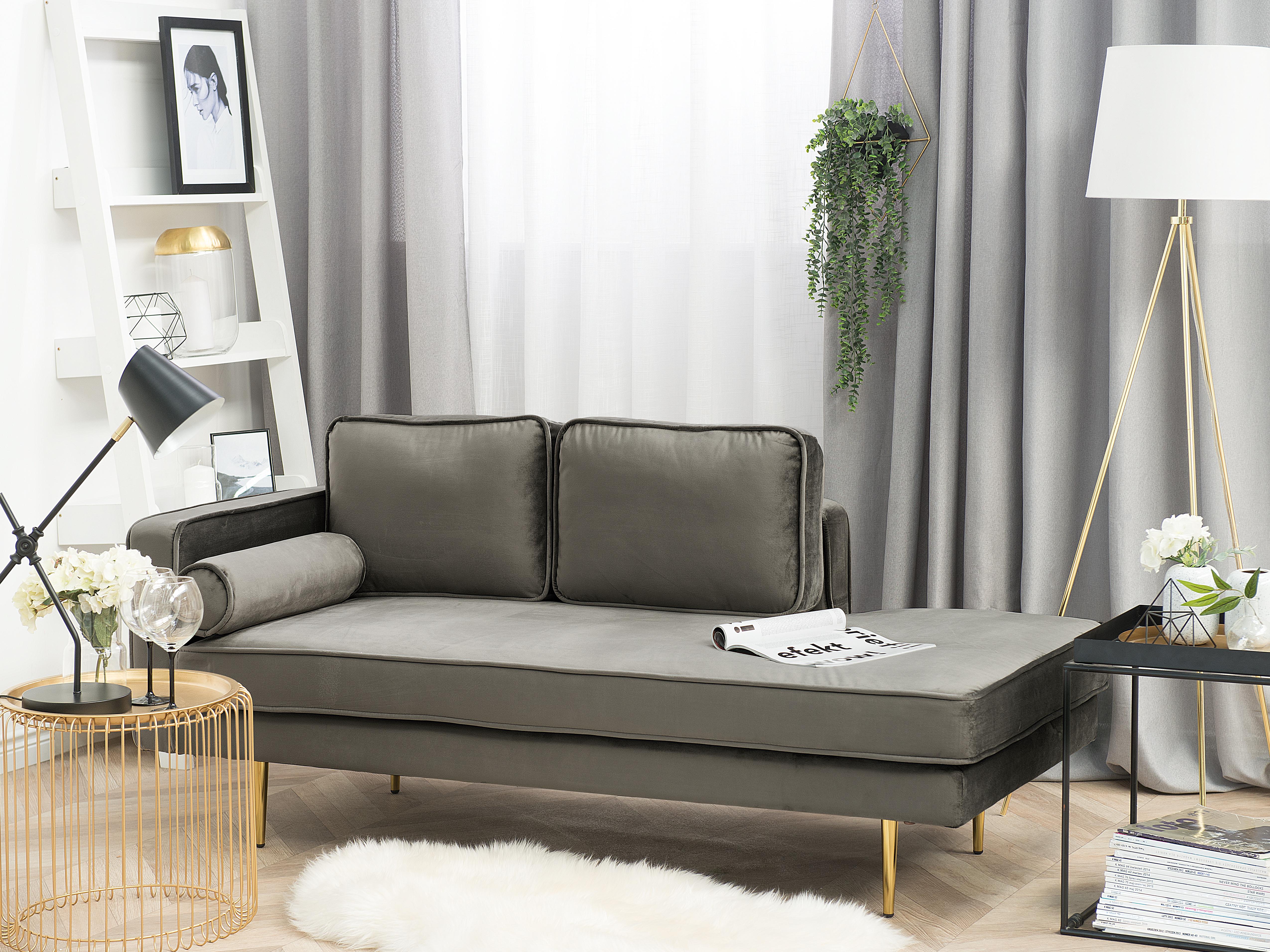 Linkszijdige chaise longue MIRAMAS Fluweel Taupe