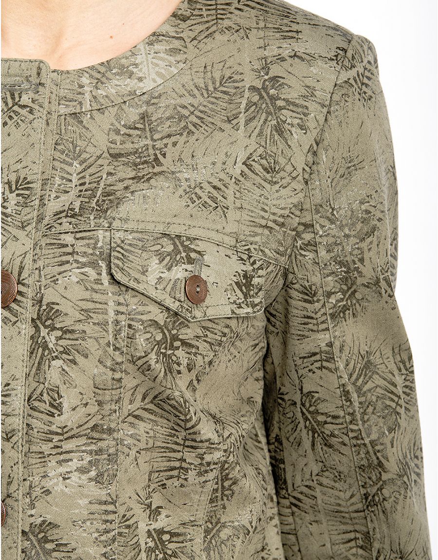Veste jean imprimée kaki
