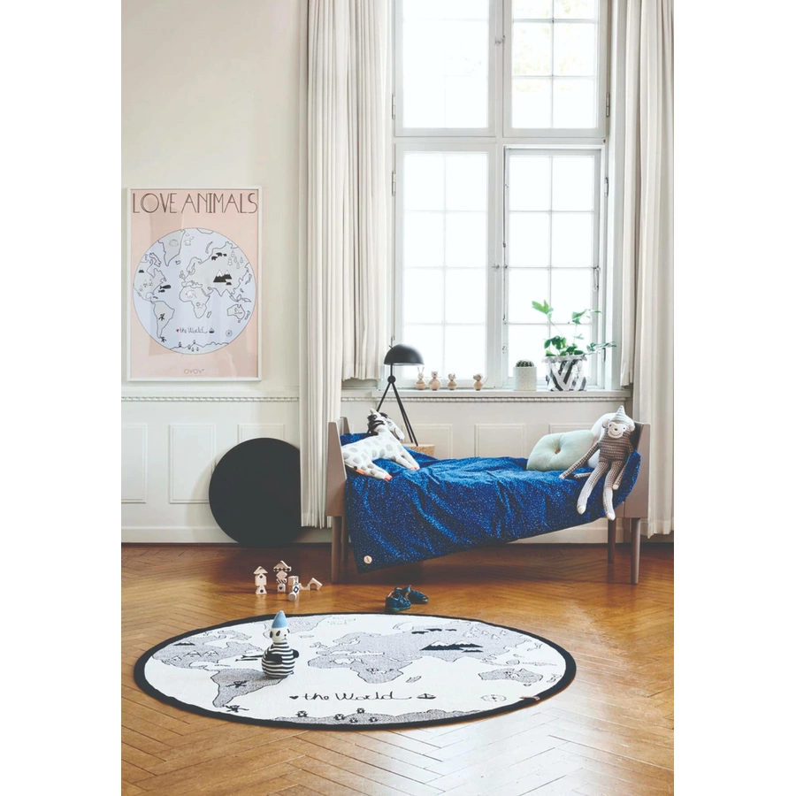 OYOY Teppich World Rug off-white black