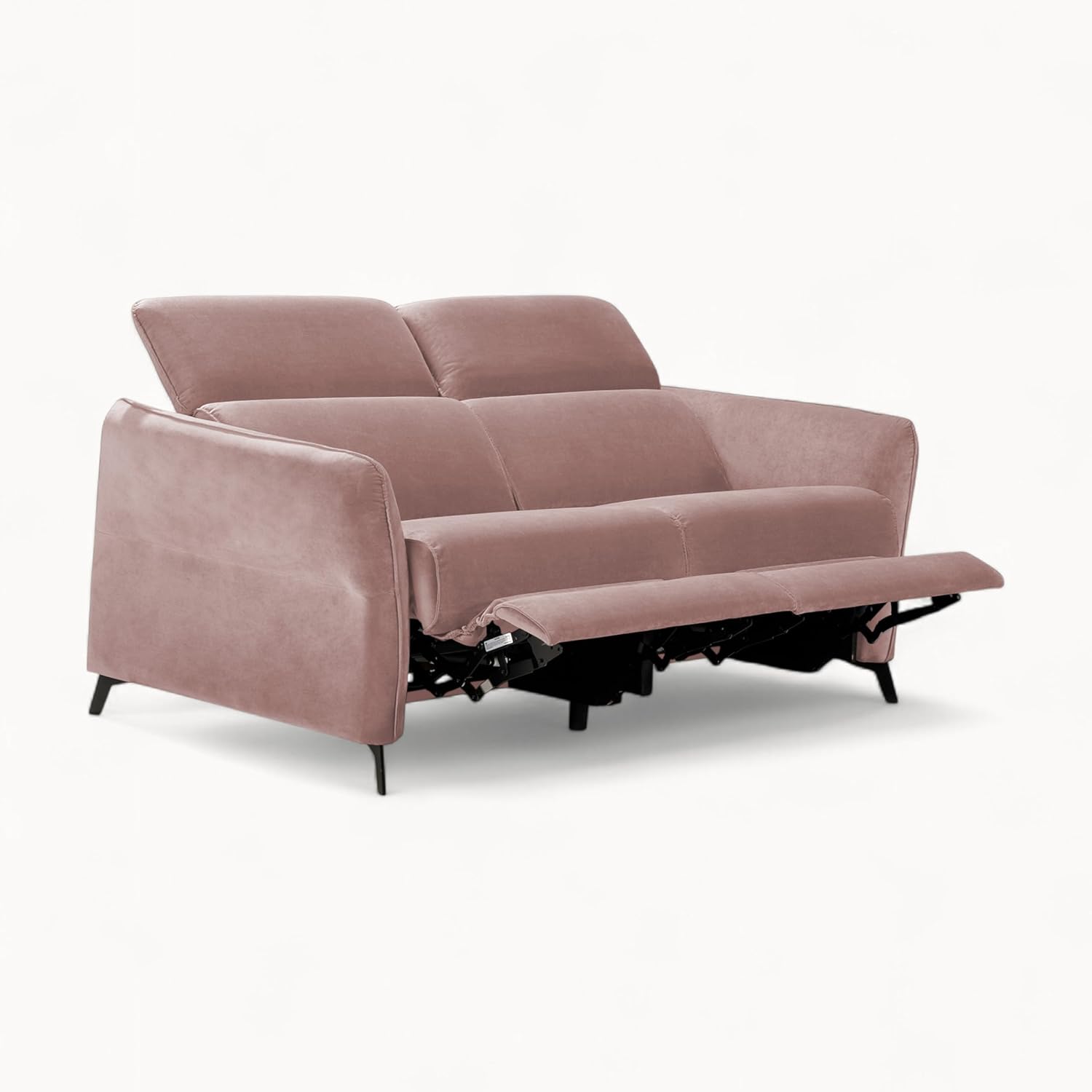 FENIKS Sofa 2 Sitzer - 2er Couch - 176 x 102 x 97 cm - mit elektrischer Relaxfunktion - verstellbar - Samt Stoff Velvet - wasserabweisend - Arona Rosa