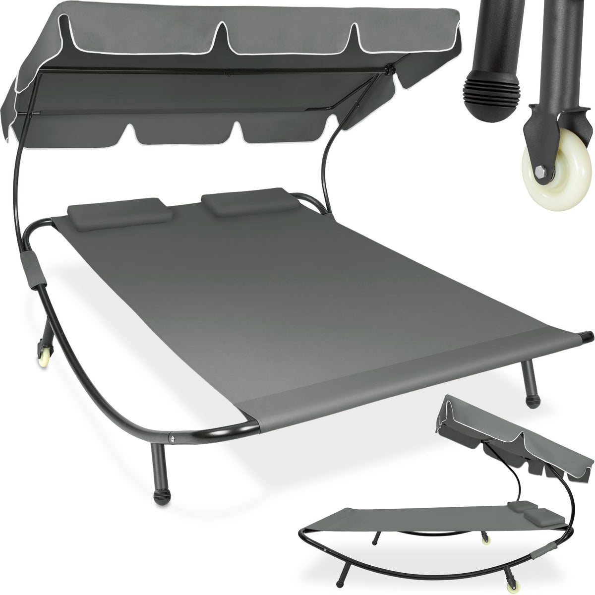 tectake Livorno tuinligstoel voor 2 personen, 215 x 183 x 150 cm
