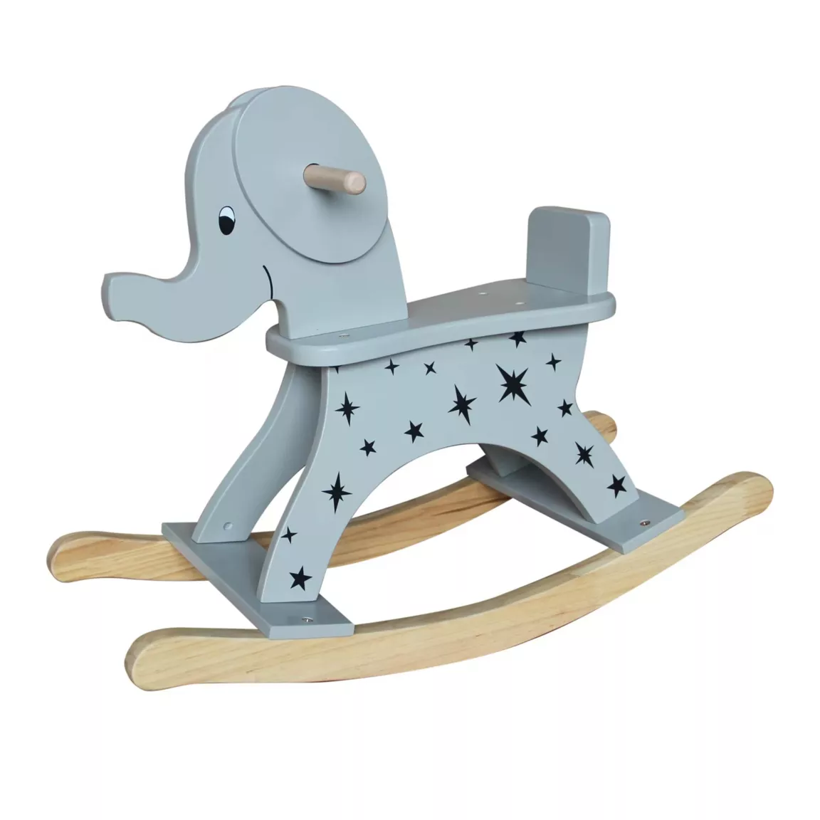 Elephant à bascule bois (H53 cm) Stars Bleu