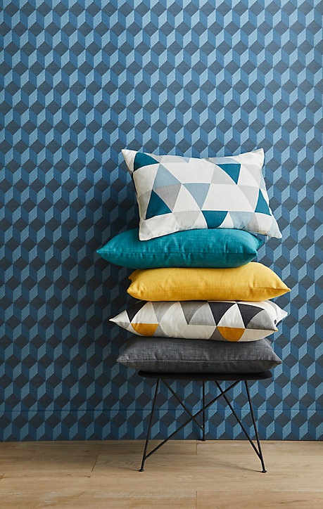 Coussin Rima bleu L.60 x l.40 cm GoodHome