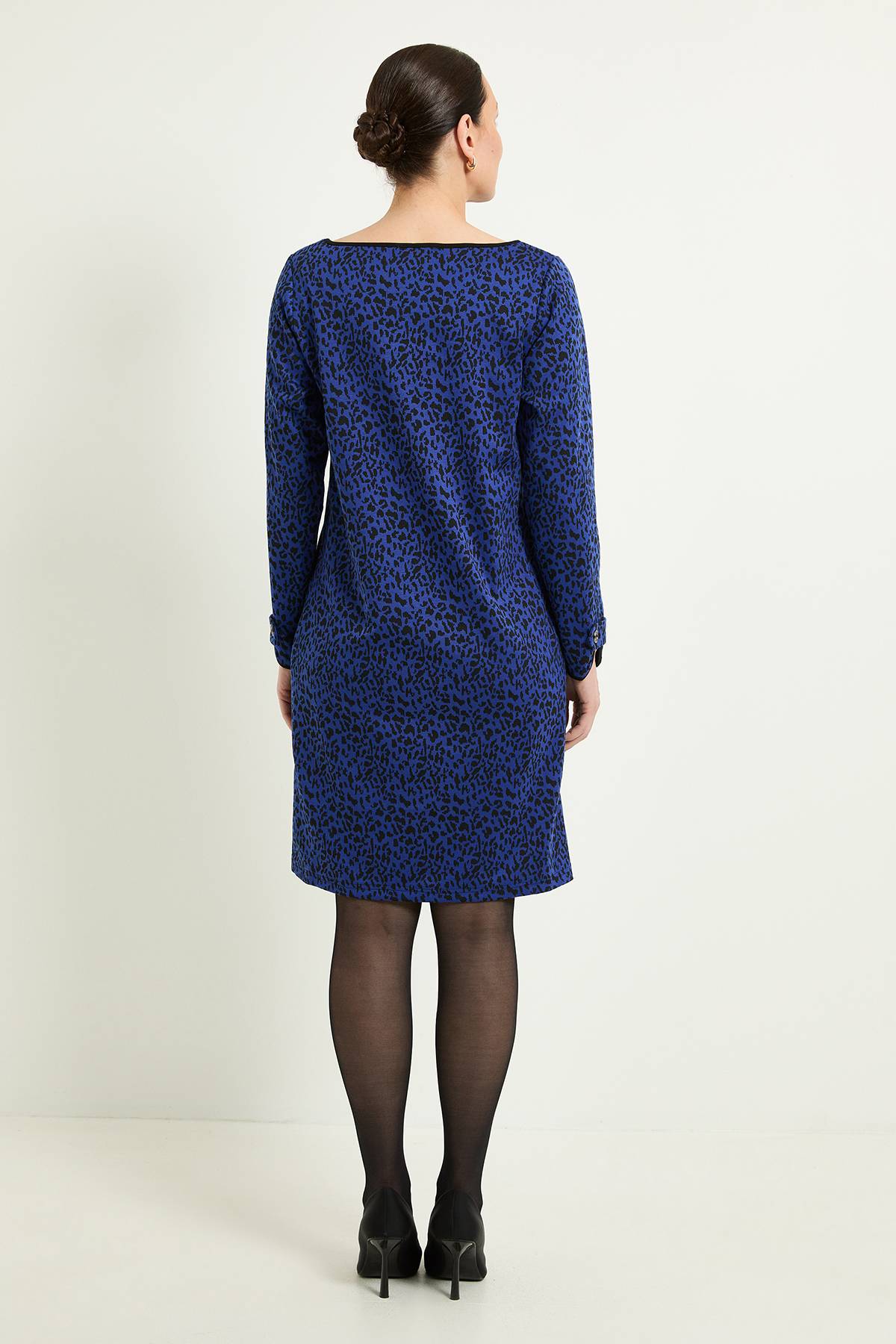 Wallis Robe Droite À Fermeture Éclair En Ponte Jacquard Léopard